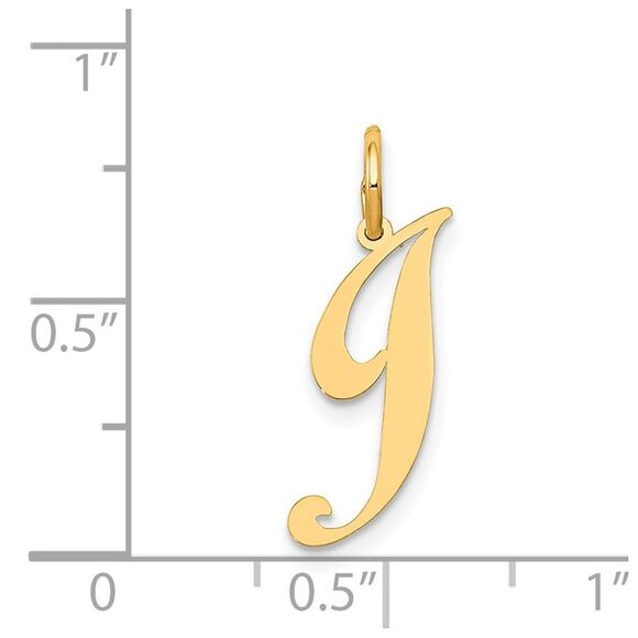 14k Yellow Gold, Ella Collection, Small Fancy Script Initial J Pendant - Picture 4 of 5